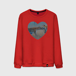 Свитшот хлопковый мужской Сердце тигры, цвет: красный