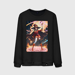 Свитшот хлопковый мужской Мегумин колдует взрывную магию, цвет: черный