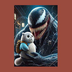 Свитшот хлопковый мужской Venom and funny kitten with backpack, цвет: кирпичный — фото 2