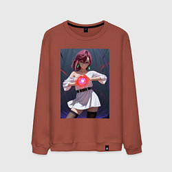 Свитшот хлопковый мужской Дандадан: Момо фаербол, цвет: кирпичный
