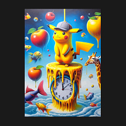 Свитшот хлопковый мужской Funny Pikachu and fishes - surrealism, цвет: черный — фото 2