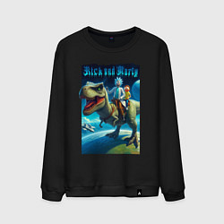 Мужской свитшот Рик и Морти верхом на тираннозавре