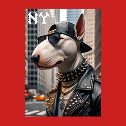 Свитшот хлопковый мужской Чувак бультерьер житель Нью-Йорка, цвет: красный — фото 2