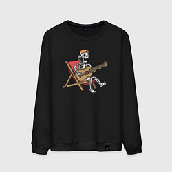 Свитшот хлопковый мужской Скелетик гитарист, цвет: черный