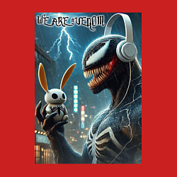 Свитшот хлопковый мужской Symbiote and rabbit - we are venom meme, цвет: красный — фото 2