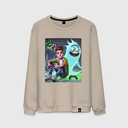 Мужской свитшот Морти и призрак Рика Санчеса - нейроарт фантазия