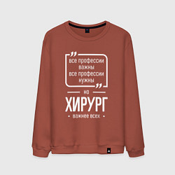 Свитшот хлопковый мужской Хирург нужнее всех, цвет: кирпичный