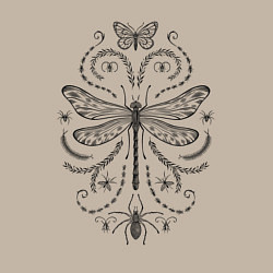 Свитшот хлопковый мужской Стрекоза паук и бабочка, цвет: миндальный — фото 2