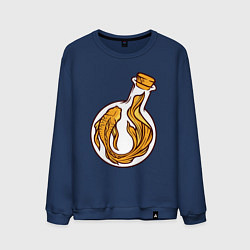 Свитшот хлопковый мужской Золотая рыбка в колбе, цвет: тёмно-синий