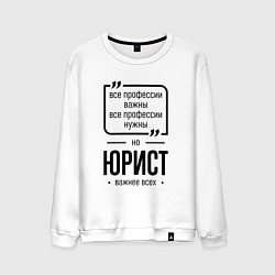 Свитшот хлопковый мужской Юрист важнее всех, цвет: белый