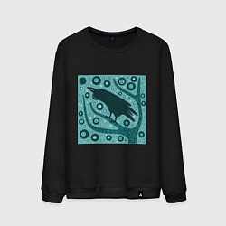 Свитшот хлопковый мужской Ворон на дереве, цвет: черный
