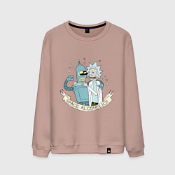 Свитшот хлопковый мужской Bander and Rick - space alcoholics, цвет: пыльно-розовый