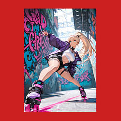 Свитшот хлопковый мужской Девушка на роликах исполняет трюки, цвет: красный — фото 2