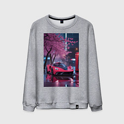 Свитшот хлопковый мужской Суперкар и сакура, цвет: меланж