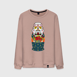 Свитшот хлопковый мужской Матрешка в расписном шлеме имперского штурмовика, цвет: пыльно-розовый