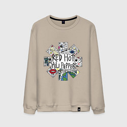 Свитшот хлопковый мужской RHCP - logo with songs, цвет: миндальный
