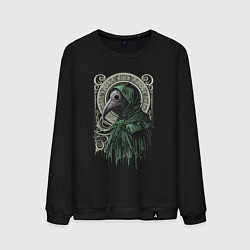 Свитшот хлопковый мужской Чумной доктор в зелёном плаще, цвет: черный