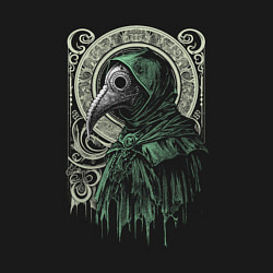 Свитшот хлопковый мужской Чумной доктор в зелёном плаще, цвет: черный — фото 2