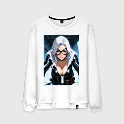 Свитшот хлопковый мужской Черная кошка Фелиция Харди, цвет: белый