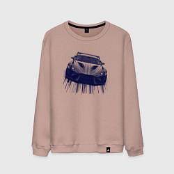 Свитшот хлопковый мужской Спорткар в синих тонах, цвет: пыльно-розовый