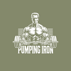 Свитшот хлопковый мужской Арнольд - качай железо, цвет: авокадо — фото 2