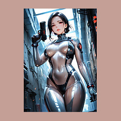 Свитшот хлопковый мужской Девушка-наемница, цвет: пыльно-розовый — фото 2