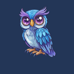 Свитшот хлопковый мужской Сова с фиолетовыми глазами, цвет: тёмно-синий — фото 2