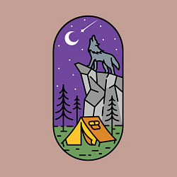 Свитшот хлопковый мужской Волк и турист, цвет: пыльно-розовый — фото 2