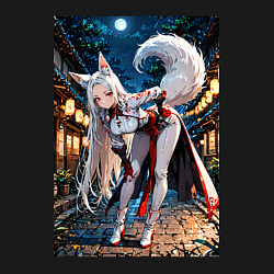 Свитшот хлопковый мужской Белоснежная лиса лунной ночью, цвет: черный — фото 2