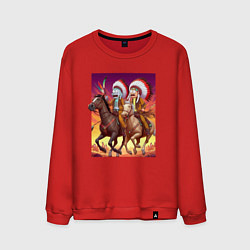 Мужской свитшот Индейцы Рик и Морти скачут на лошадях
