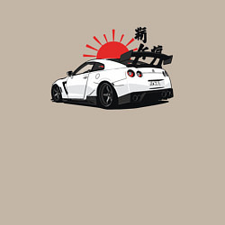 Свитшот хлопковый мужской Авто и иероглифы, цвет: миндальный — фото 2