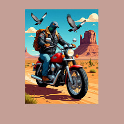 Свитшот хлопковый мужской Голубь байкер, цвет: пыльно-розовый — фото 2