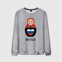 Мужской свитшот Матрёшка с триколором в сердце