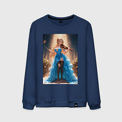 Свитшот хлопковый мужской Девушка в вечернем платье играет на скрипке, цвет: тёмно-синий