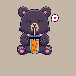 Свитшот хлопковый мужской Мишка с напитком, цвет: миндальный — фото 2