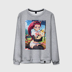 Свитшот хлопковый мужской Джесси и Мяут на пикнике, цвет: меланж