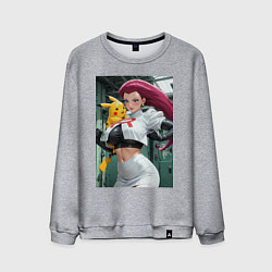 Свитшот хлопковый мужской Джесси и Пикачу, цвет: меланж