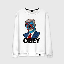 Свитшот хлопковый мужской Trump obey, цвет: белый