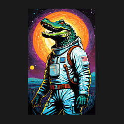 Свитшот хлопковый мужской Крокодил бравый космонавт - нейроарт, цвет: черный — фото 2