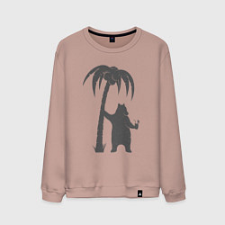 Свитшот хлопковый мужской Мишка и пальма, цвет: пыльно-розовый