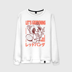 Свитшот хлопковый мужской Lets gardening red panda, цвет: белый