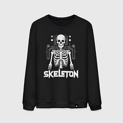 Свитшот хлопковый мужской Скелет в схемах, цвет: черный