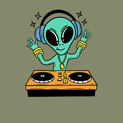 Свитшот хлопковый мужской Диджей инопланетянин, цвет: авокадо — фото 2