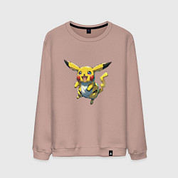 Свитшот хлопковый мужской Pikachu joy, цвет: пыльно-розовый