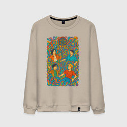 Свитшот хлопковый мужской Astro психоделика, цвет: миндальный