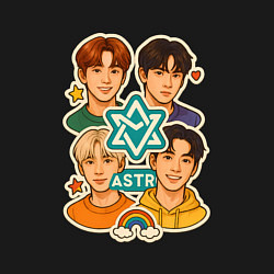 Свитшот хлопковый мужской Astro в виде стикеров, цвет: черный — фото 2