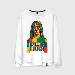 Свитшот хлопковый мужской Билли Айлиш разноцветная мозаика, цвет: белый