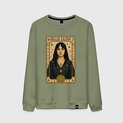 Свитшот хлопковый мужской Билли Айлиш на карте Таро, цвет: авокадо