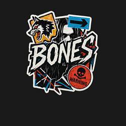 Свитшот хлопковый мужской Bones в стиле наклеек, цвет: черный — фото 2