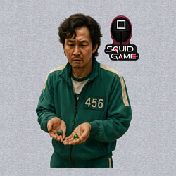 Свитшот хлопковый мужской Игра в кальмара - игрок 456 с кубиками, цвет: меланж — фото 2